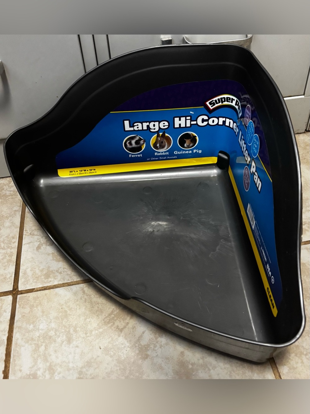 Super Pet Small Animal Gray Large Hi-Corner Litter Pan